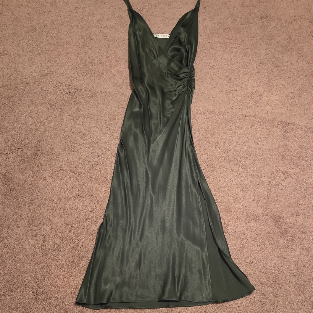 Zara Green Satin Dress